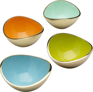 Miseczki do przekąsek kolorowe gładkie z aluminium ręczne wykonanie 4-set 250 ml – obraz-1