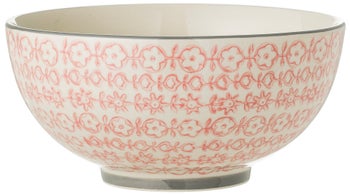 Miska kamionkowa biała wzory Ø19x9 cm – obraz-1