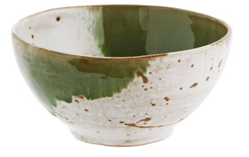 Miska głęboka zielono - biała z kamionki 600 ml – obraz-1