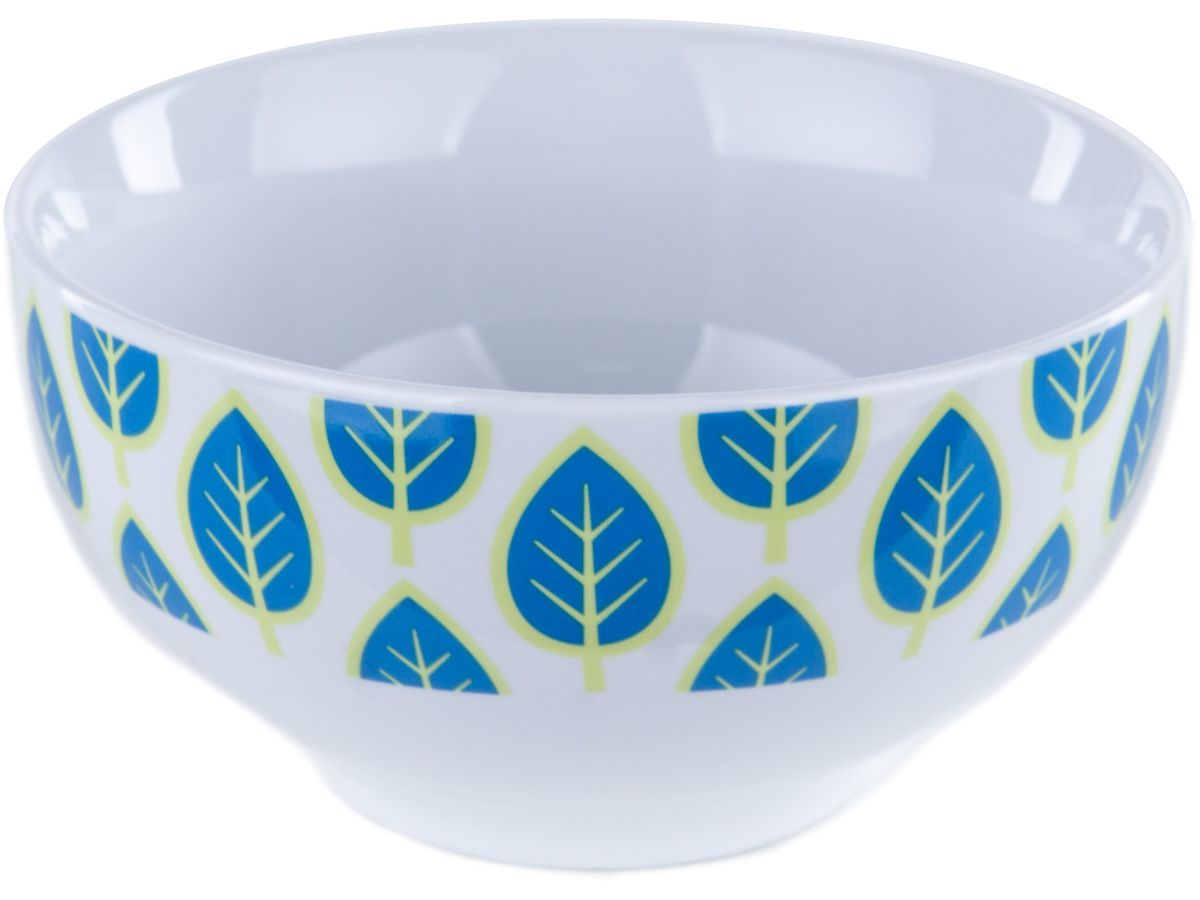 Miska porcelanowa biała niebieskie listki Ø13x7 cm – obraz-1