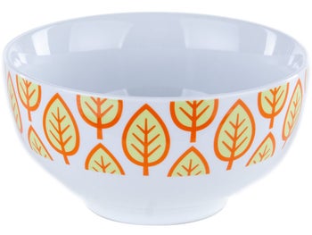 Miska porcelanowa biała żółte listki Ø13x7 cm – obraz-1