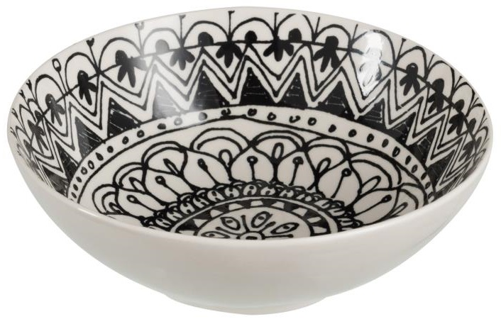 Miska ceramiczna Boho L biała wzory 18∅ cm – obraz-1