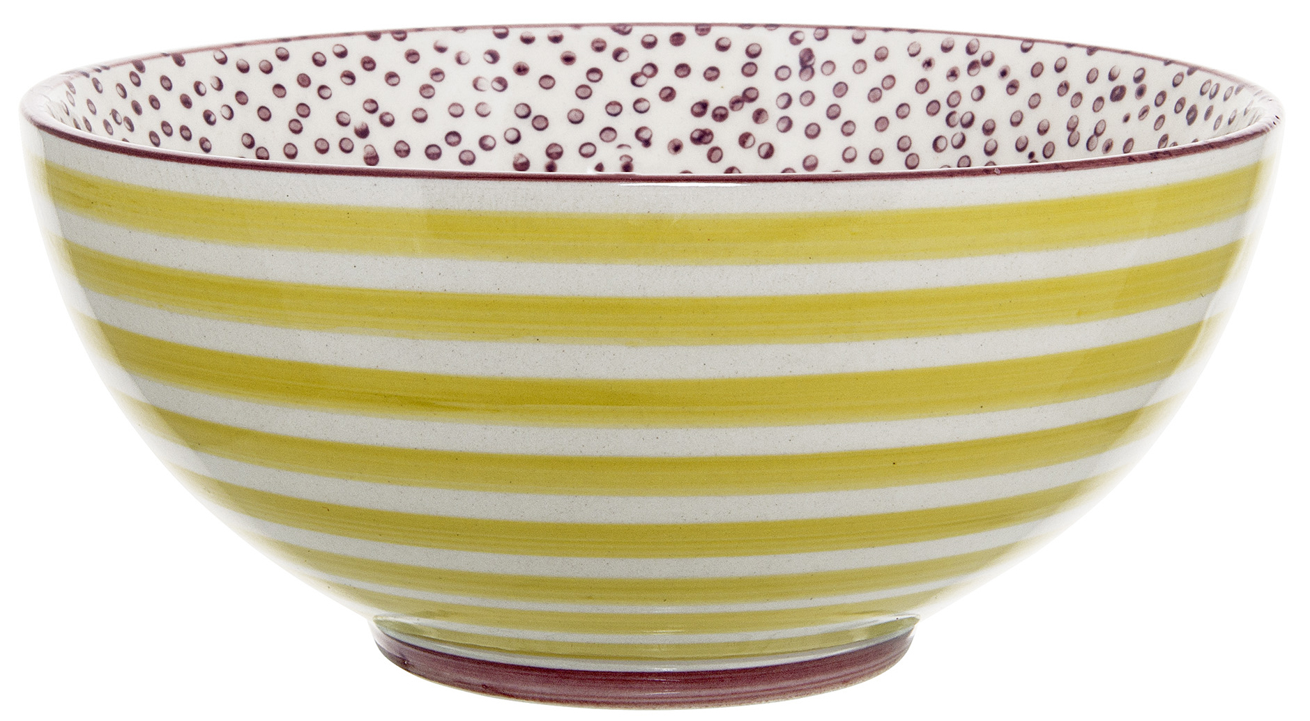 Miska kamionkowa biała w żółte paski Ø17x8 cm 850 ml – obraz-1