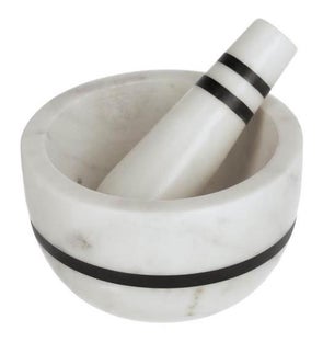 Moździerz marmurowy biały z czarnym paskiem Ø13x8 cm – obraz-1