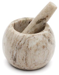 Moździerz z beżowego marmuru Ø11x8,5 cm – obraz-1