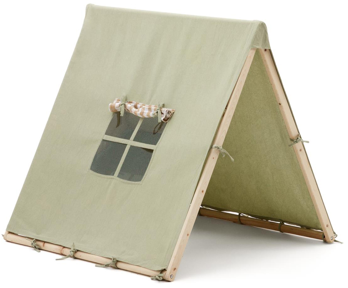 Namiot Tipi do pokoju dziecka zielony rama drewniana 100x100 cm – obraz-1