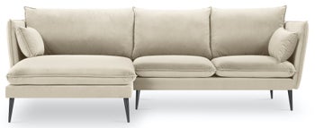 Narożnik do salonu na czarnych nóżkach beżowy lewy – obraz-1