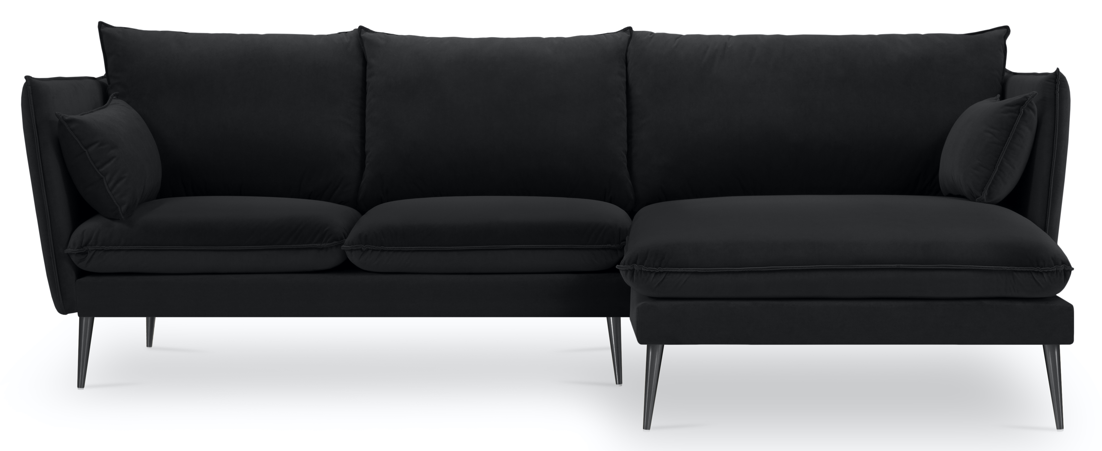 Narożnik do salonu na czarnych nóżkach czarny prawy – obraz-1