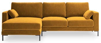 Narożnik welurowy z poduszkami żółty lewy – obraz-1