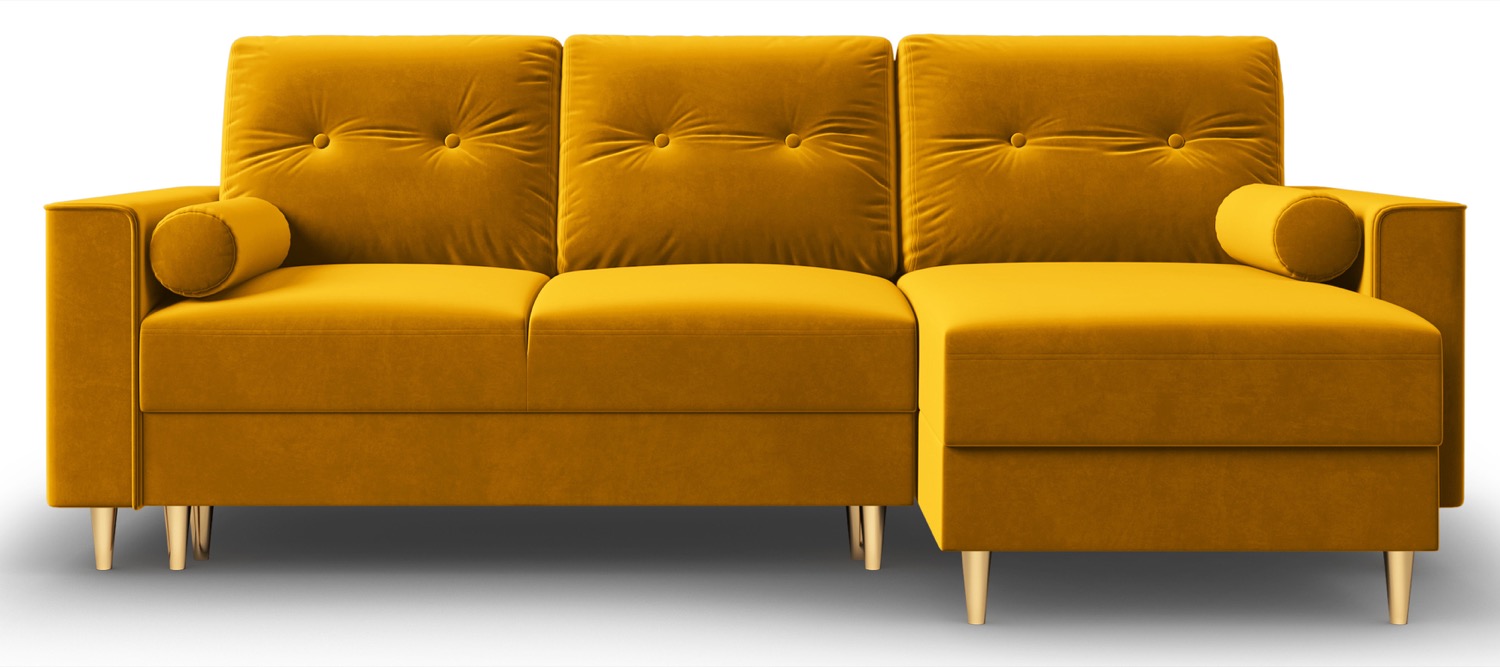 Narożnik z funkcją spania pikowany żółty dwustronny – obraz-1