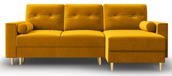 Narożnik z funkcją spania pikowany żółty dwustronny – obraz-1