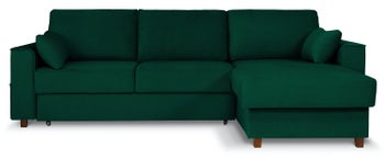 Narożnik z funkcją spania i pojemnikiem zielony dwustronny – obraz-1