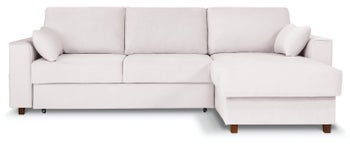 Narożnik z funkcją spania i pojemnikiem szary dwustronny – obraz-1