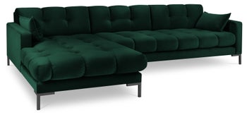 Narożnik pikowany na złotych nóżkach zielony lewy – obraz-1