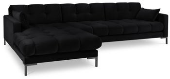 Narożnik pikowany na złotych nóżkach czarny lewy – obraz-1