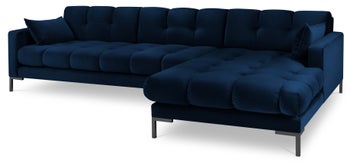 Narożnik pikowany na czarnych nóżkach granatowy prawy – obraz-1