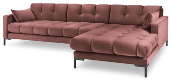 Narożnik pikowany na czarnych nóżkach różowy prawy – obraz-1