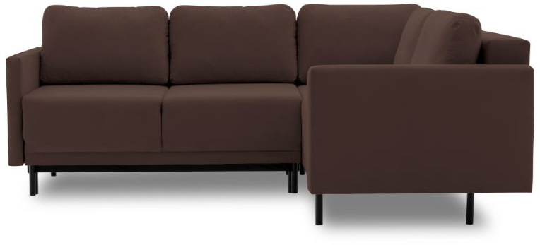 Narożnik brązowy prawy z funkcją spania tkanina trinity welurowa 229x179 cm – obraz-1