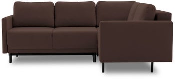 Narożnik brązowy prawy z funkcją spania tkanina trinity welurowa 229x179 cm – obraz-1