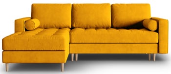 Narożnik dla 5 osób z funkcją spania żółty lewy – obraz-1