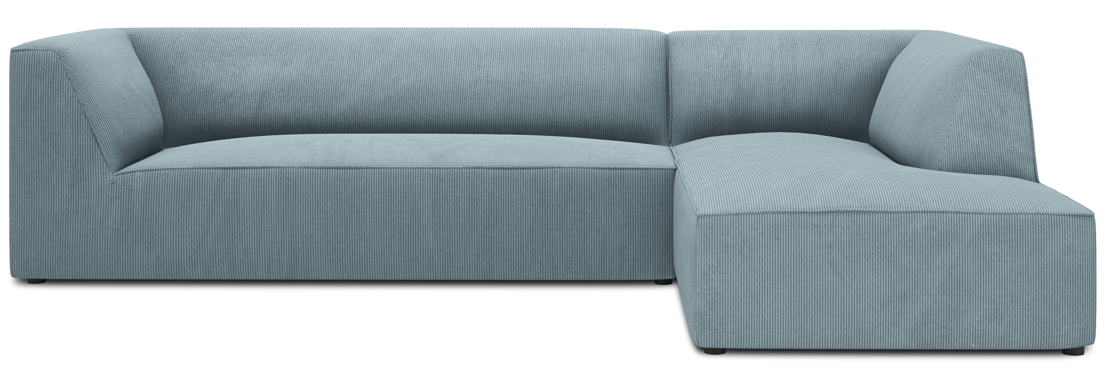 Narożnik dla czterech osób modułowy ze sztruksu jasnoniebieski prawy 273x180 cm – obraz-1