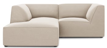 Narożnik dla trzech osób modułowy welur beżowy lewy 186x180 cm – obraz-1