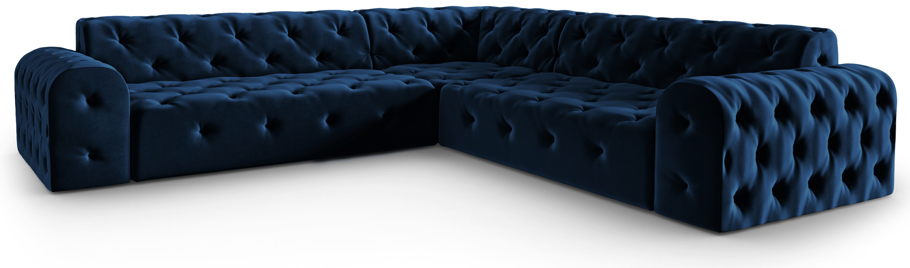 Narożnik duży pikowany welurowy królewski niebieski 254x254 cm – obraz-1