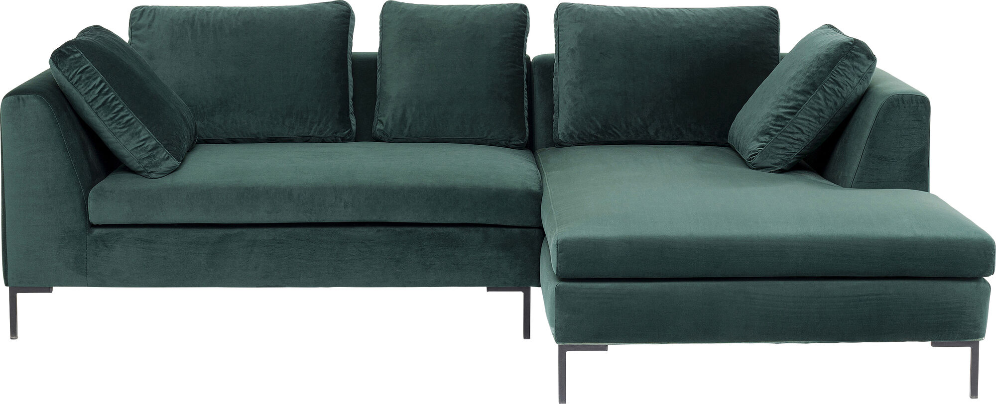 Narożnik welurowy na czarnych nóżkach zielony prawy – obraz-1