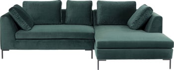 Narożnik welurowy na czarnych nóżkach zielony prawy – obraz-1