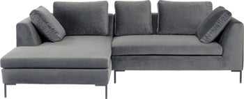 Sofá esq Gianni Velvet gris izq negro – Imagen-1.