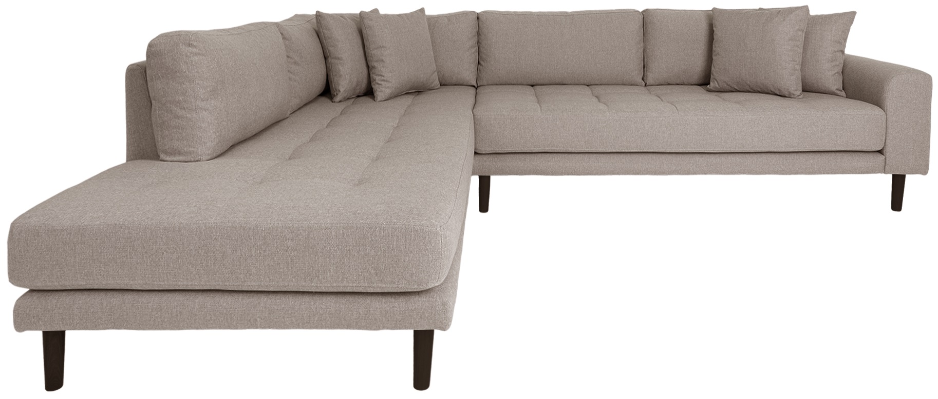 Narożnik lewy poliester szary kamienny - nogi drewno bukowe czarne 257x220 cm – grafika-1.