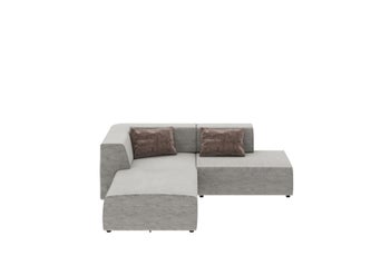 Narożnik mały tapicerowany modułowy szary 237x182 cm – obraz-1
