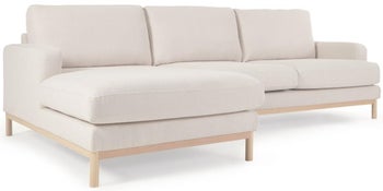 Narożnik na drewnianych nogach biały lewy 264x154 cm – obraz-1