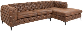 Pikowany narożnik brązowy z czarnymi nogami i podłokietnikami 275x162 cm – grafika-1.