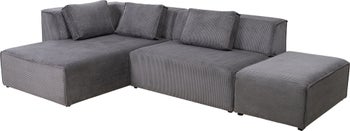 Hörnsoffa Infinity - Med Ottoman, Grå Manchester, Vänster – bild-1.
