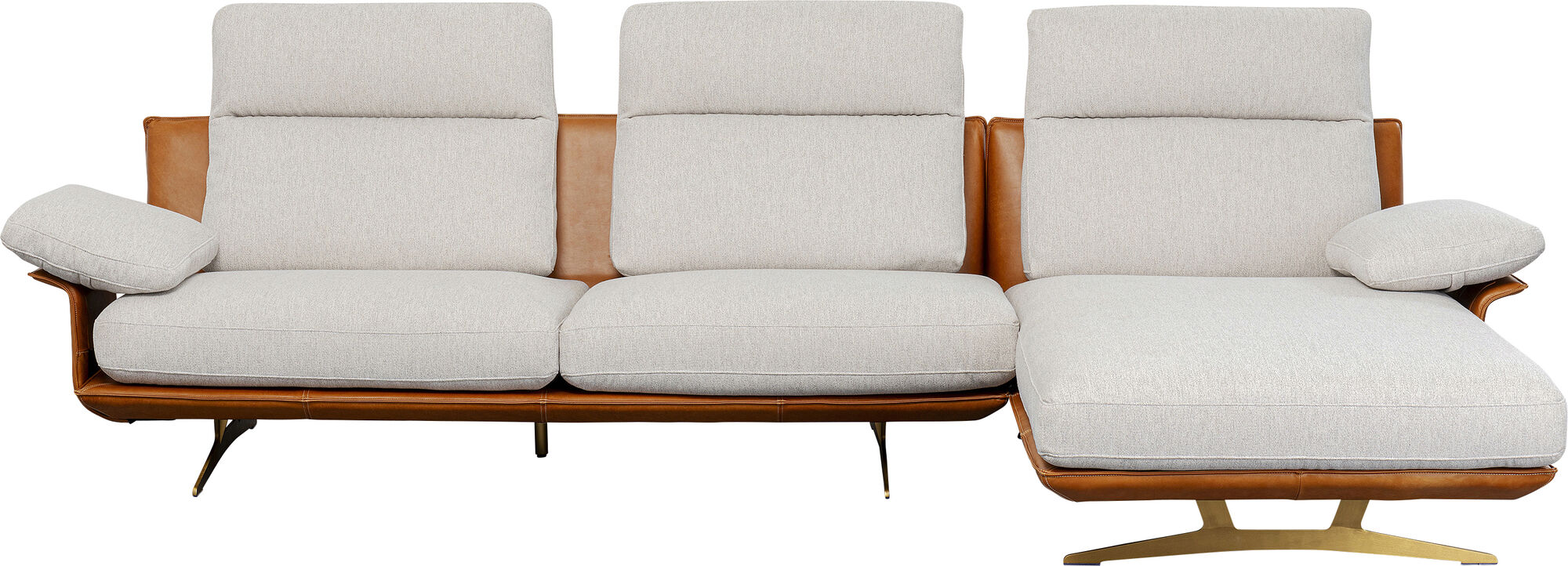 Narożnik nowoczesny lewy tkanina szara lniana i skóra semianilinowa 333x169 cm – obraz-1