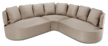 Narożnik ogrodowy beżowy z poduszkami 262x262 cm – obraz-1