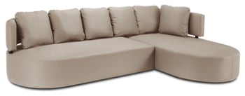 Narożnik ogrodowy prawy beżowy z poduszkami 293x190 cm – obraz-1