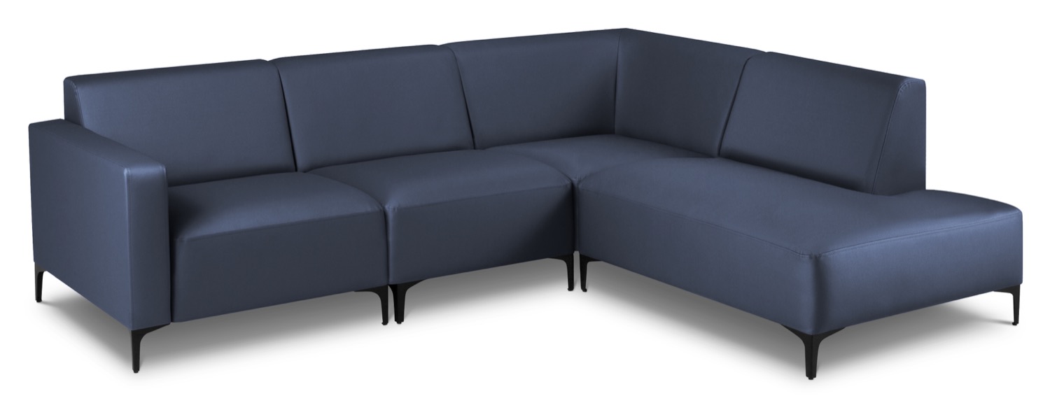 Narożnik ogrodowy prawy granatowy nogi czarne 248x203 cm – obraz-1