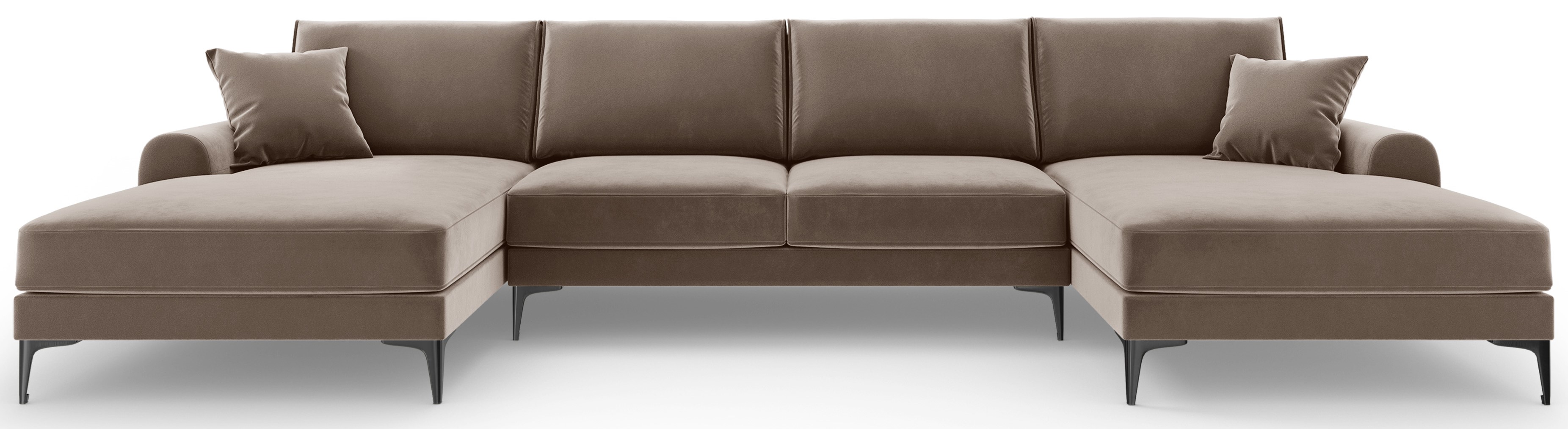 Narożnik panoramiczny 6-os. welur cappuccino 334x182 cm – obraz-1