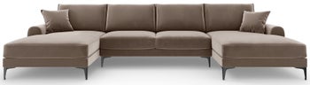 Narożnik panoramiczny 6-os. welur cappuccino 334x182 cm – obraz-1