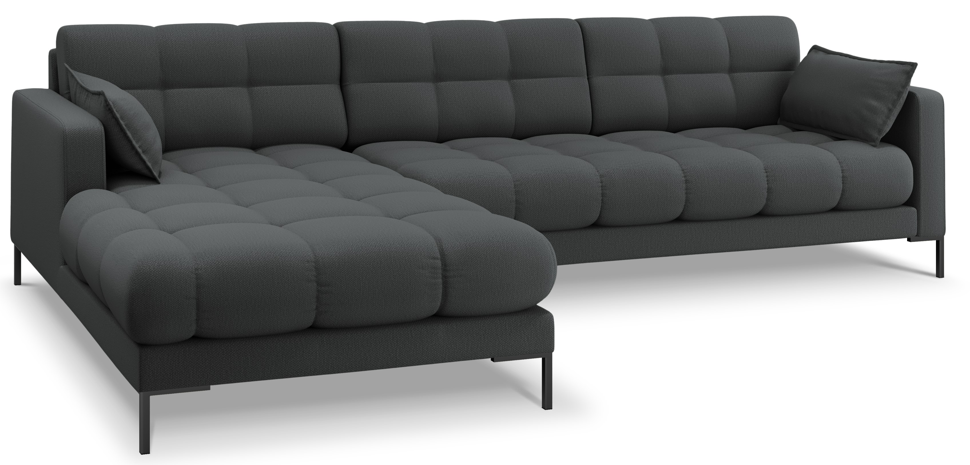 Narożnik pikowany na czarnych nogach ciemnoszary lewy 293x185 cm – obraz-1