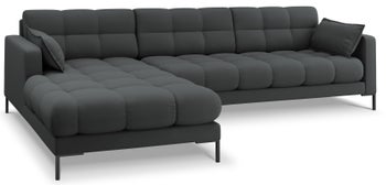 Narożnik pikowany na czarnych nogach ciemnoszary lewy 293x185 cm – obraz-1