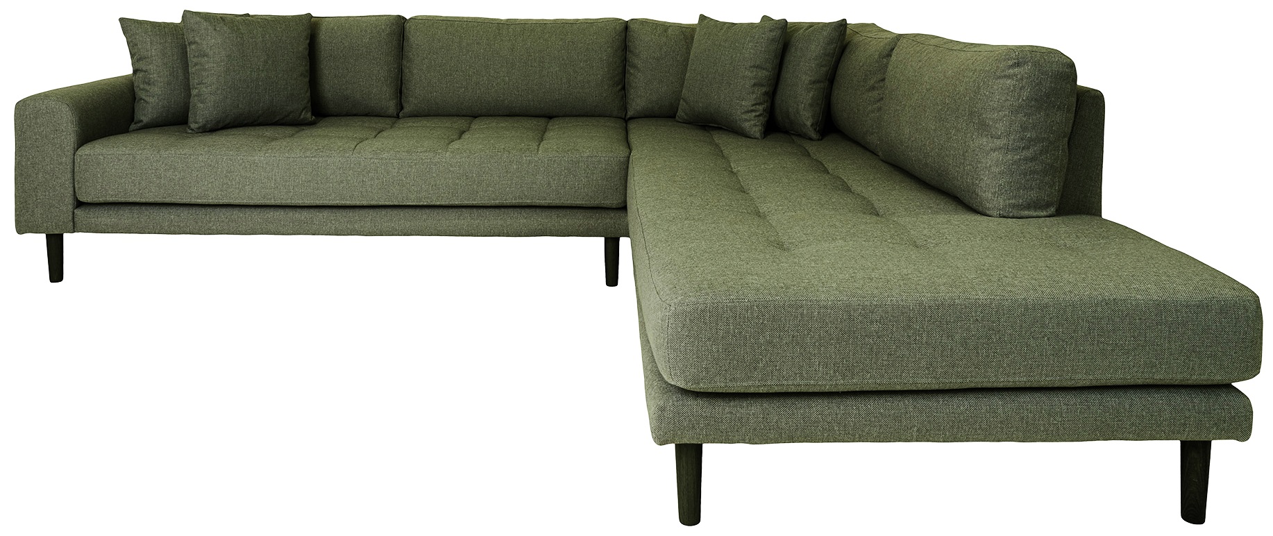 Narożnik prawy poliester velvet oliwkowa zieleń - nogi drewno bukowe czarne 257x220 cm – grafika-1.