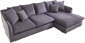 Elegancki narożnik sztruksowy w szarym kolorze 255x160 cm – grafika-1.