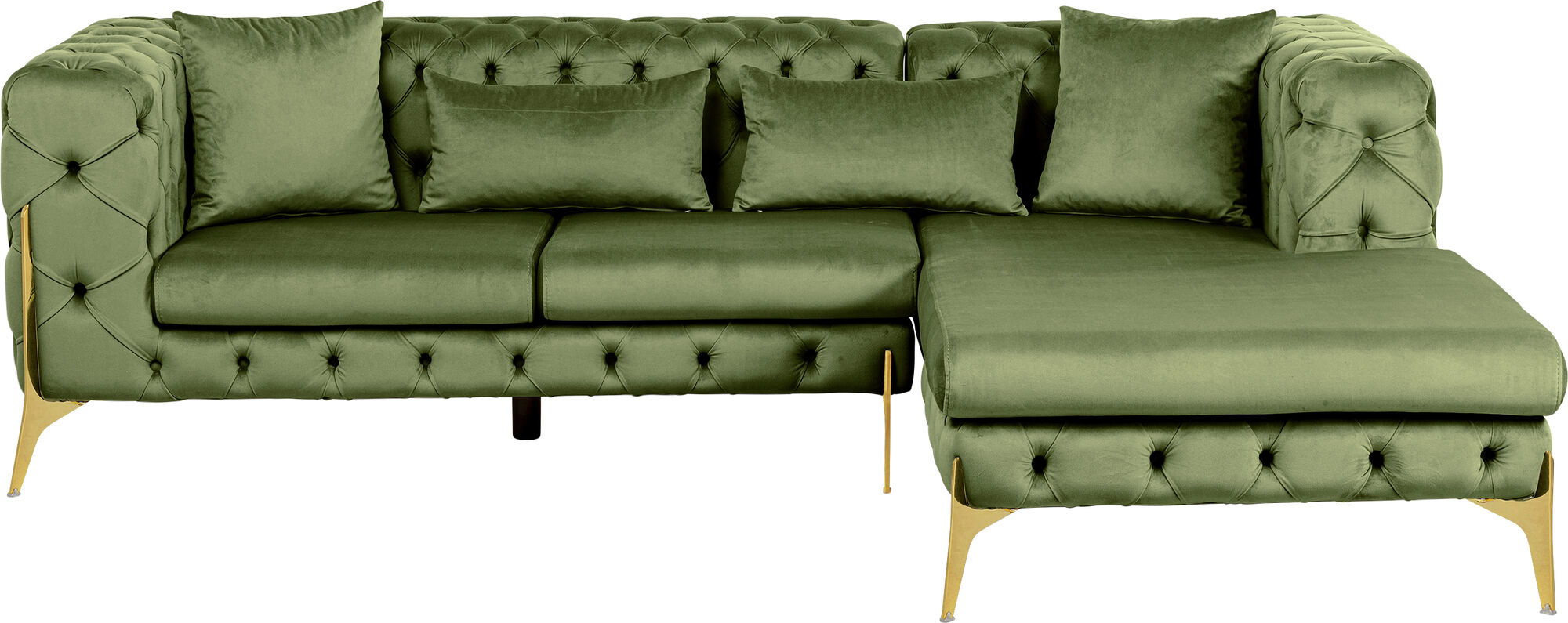 Sofá esq. Bellissima Velvet Verde Derecha 240x180c – Imagen-1.