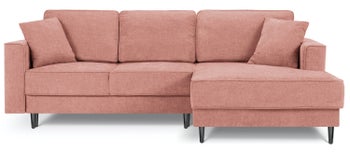 Narożnik z funkcją spania na czarnych nóżkach różowy prawy – obraz-1