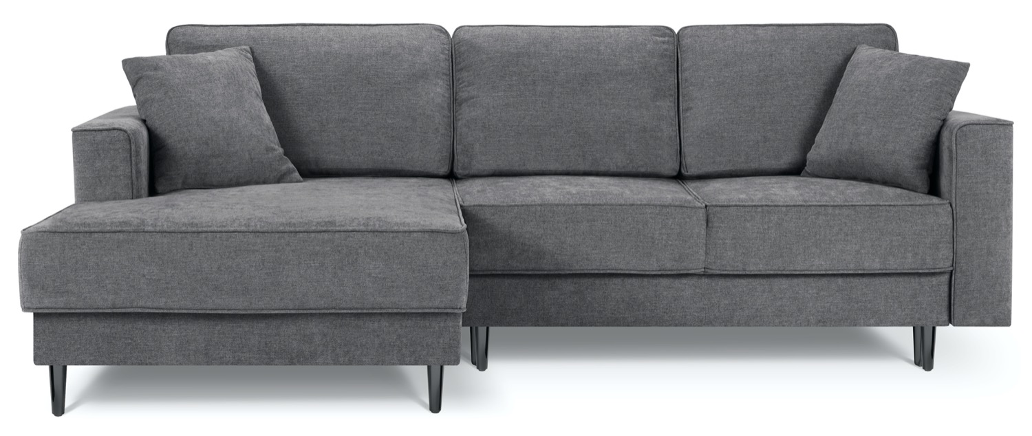 Narożnik z funkcją spania na czarnych nóżkach szary lewy – obraz-1