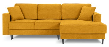 Narożnik z funkcją spania na czarnych nóżkach żółty prawy – obraz-1