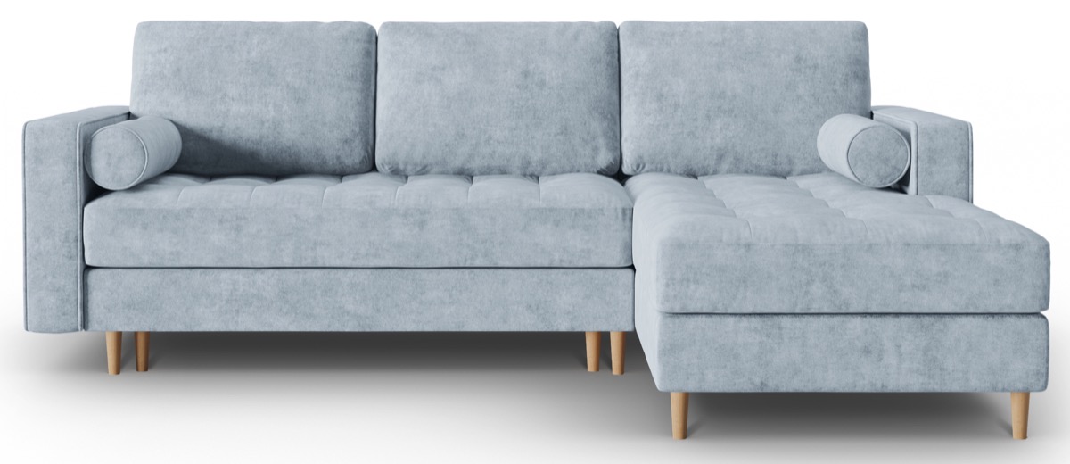 Narożnik z funkcją spania pikowany niebieski prawy – obraz-1